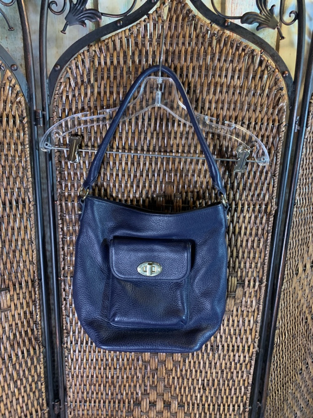 Talbots Navy Blue Leather Purse